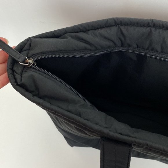 J.Crew Puffer Tote Bag Nylon Logo Black Primaloft - Picture 6 of 11